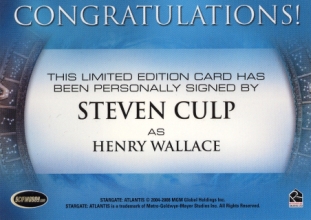 Steven Culp on Stargate Atlantis Autographed Card